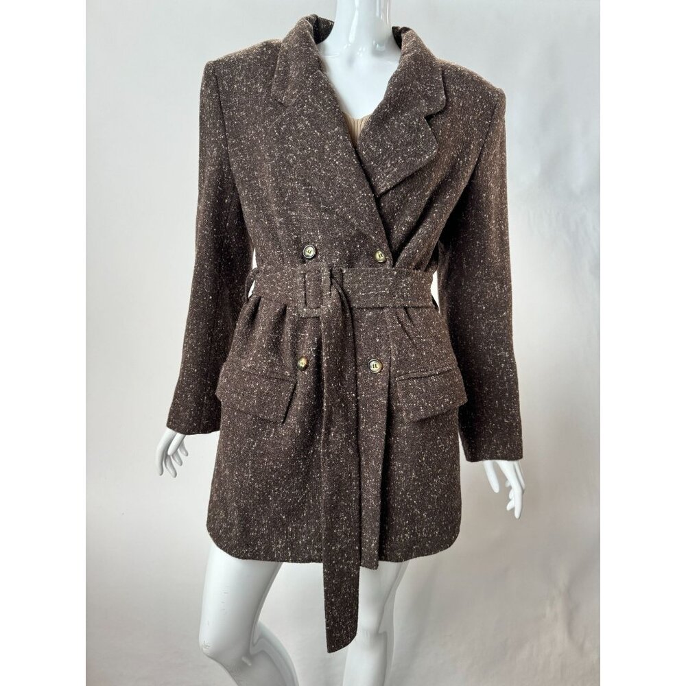 A.B.S. USA Womens Brown Belted Wool-Blend Jacket Size 8